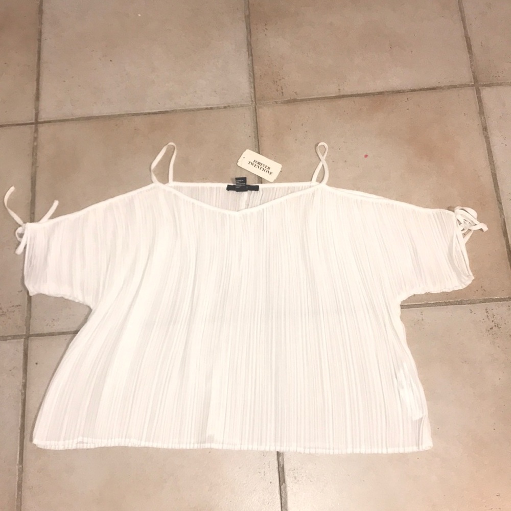 Forever 21 Flowy White Off the Shoulder Top